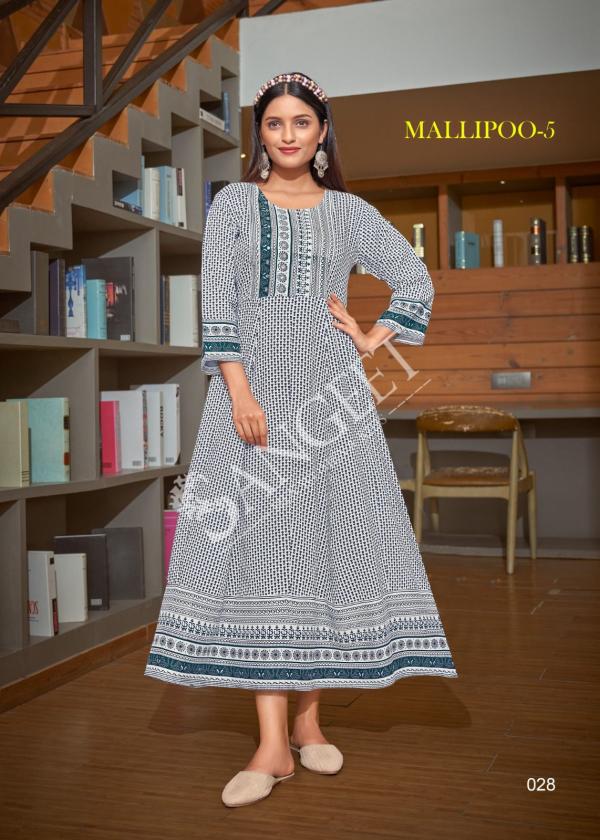 Sangeet Mallipoo 5 Plus Size Rayon Fancy Anarkali Kurti Collection